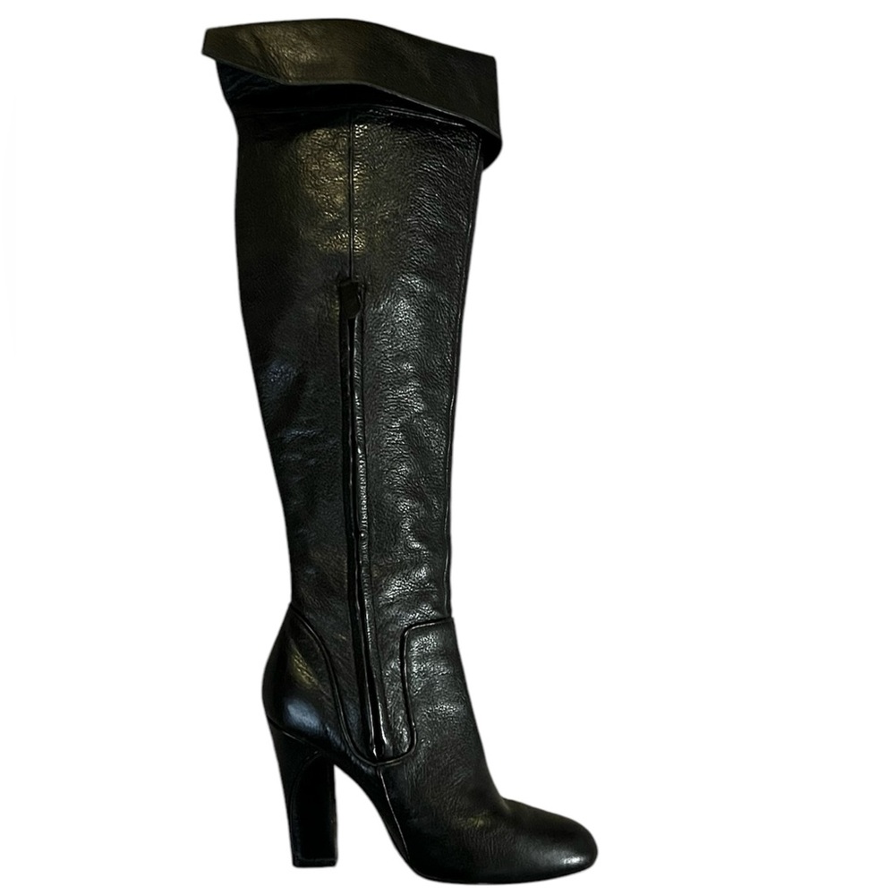 𝐂𝐨𝐥𝐞 𝐇𝐚𝐚𝐧 Over the Knee Black Pebbled Leather Boot Size 5